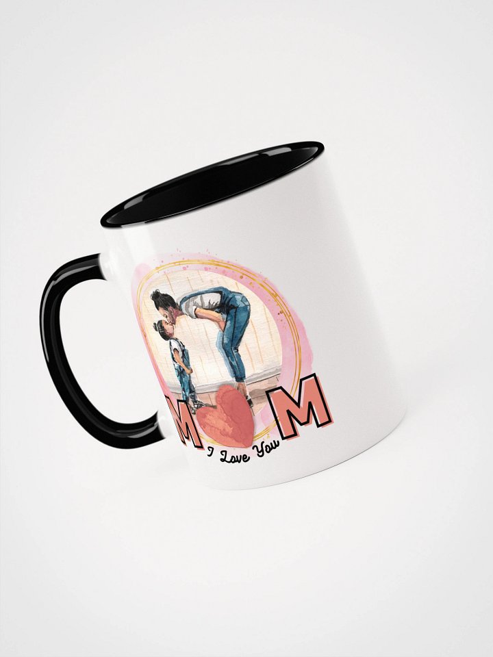 Stylish Mom and Kid Affection Pose Art Ceramic Mug with Color Interior product image (1)