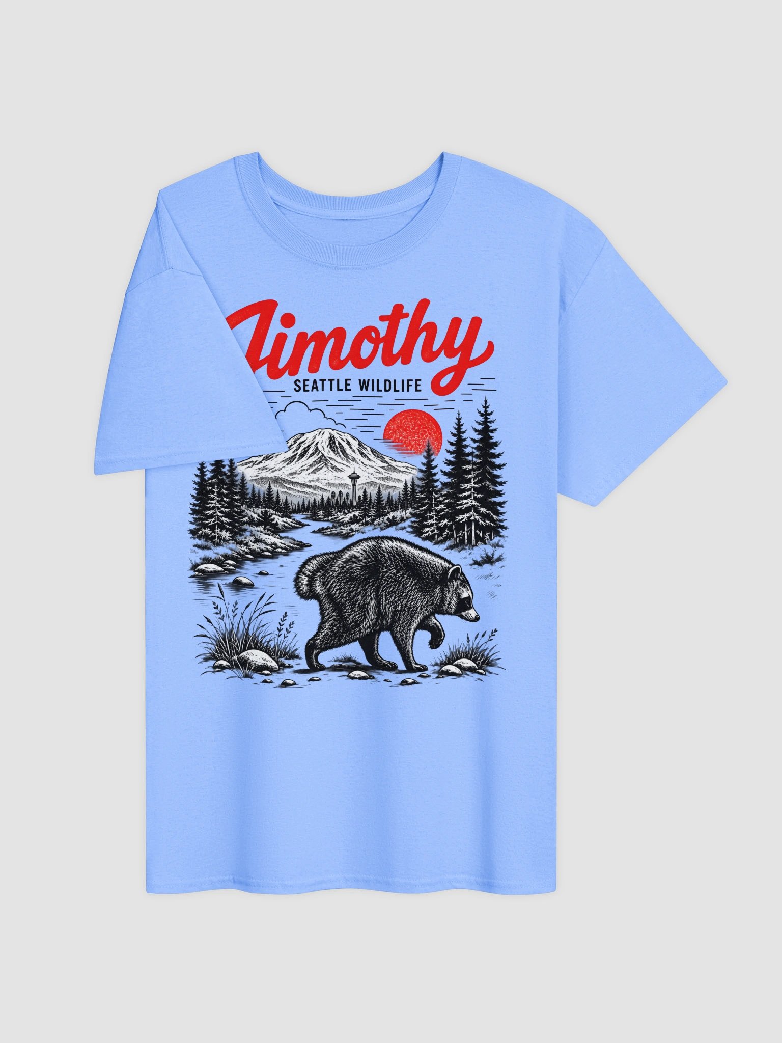 Jimothy Seattle Wildlife Raccoon Light Blue Shirt product image (2)