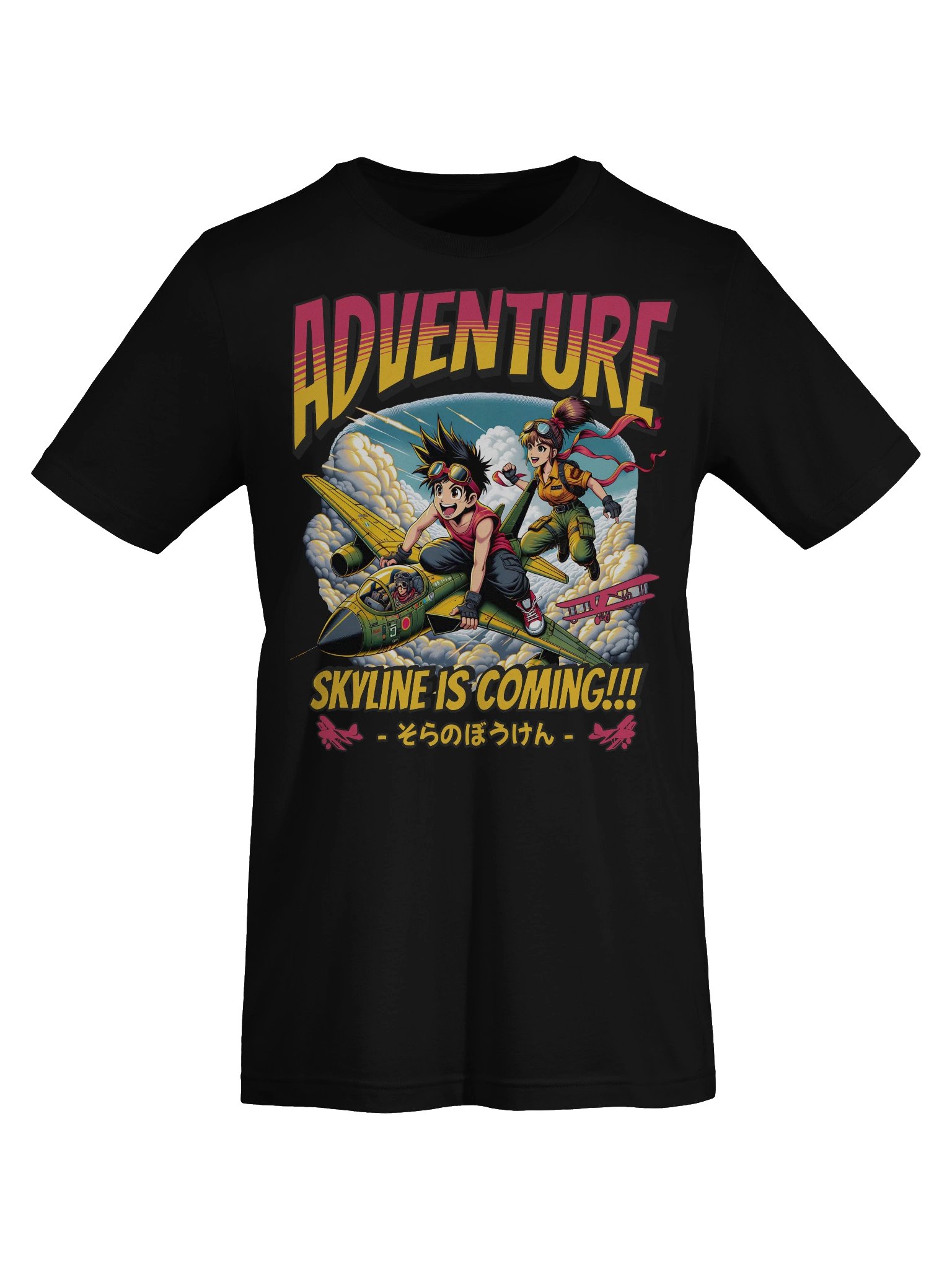 Manga Boy And Girl Japan Anime T-Shirt Skyline Adventure 90s product image (7)