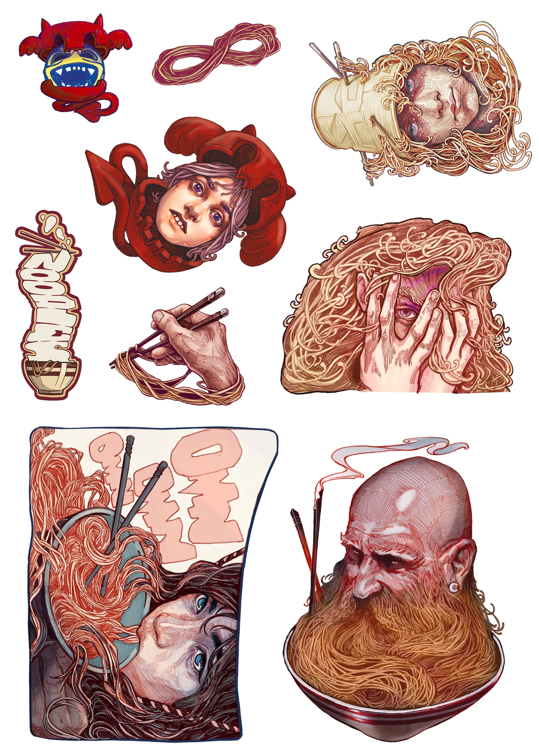 "Noodle set" Artist Sticker Pack / 2 sheets A5 product image (3)