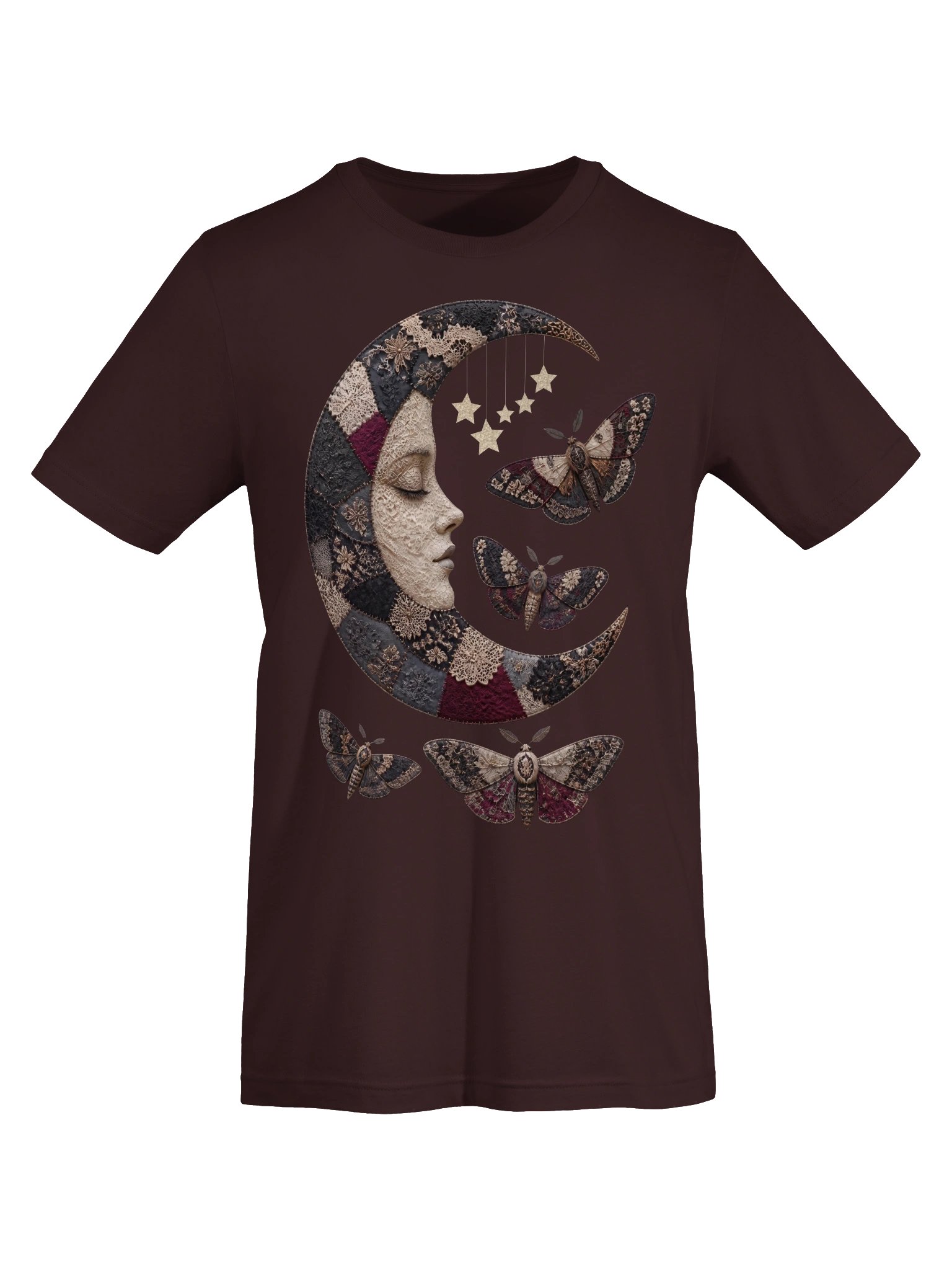 Whimsigoth Moon & Lunar Moth Shirt, Faux Patchwork Celestial Tee product image (6)