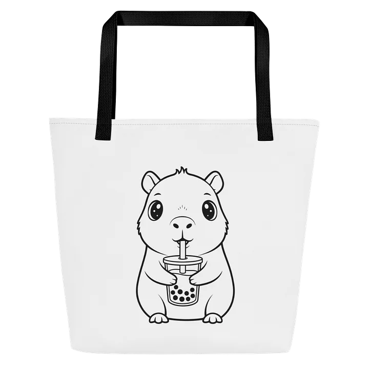 Capybara Drinking Bubble Tea Tote Bag Cute Kawaii Design Animal Boba Reusable Shoulder Bag product image (2)
