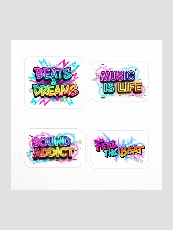 Neon Music Vibes Kiss Cut Stickers Set product image (1)