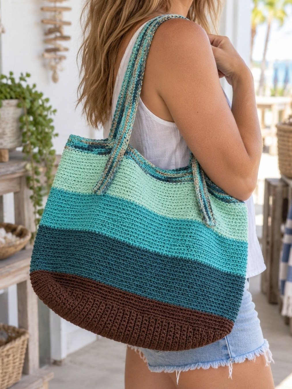 Crochet Market Bag Pattern PDF | Easy Tote Bag Crochet Pattern | Mesh Beach Bag | Shoulder Bag | Beginner Crochet Pattern | Instant Download product image (1)