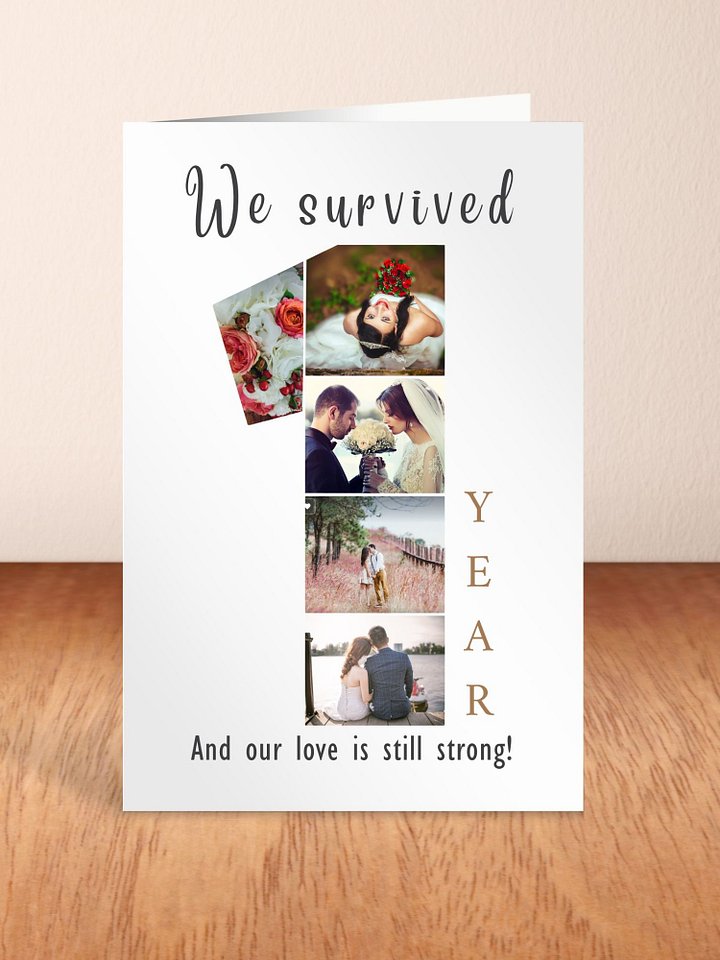 1 Year Anniversary Photo Card Editable Canva Template product image (2)