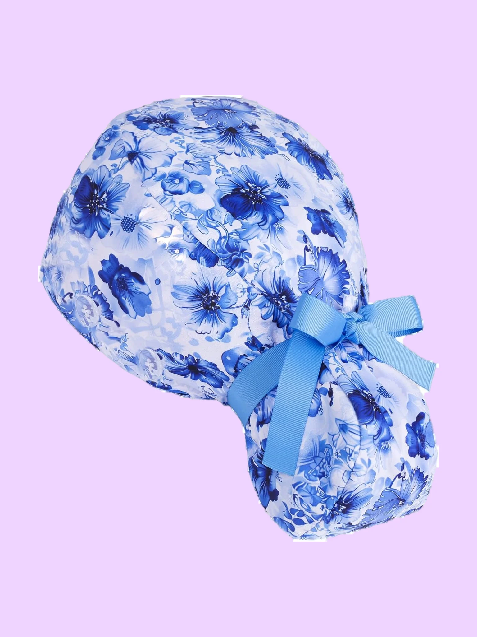 Satin-Lined Scrub Cap with Ponytail Pouch and Mask Buttons product image (7)