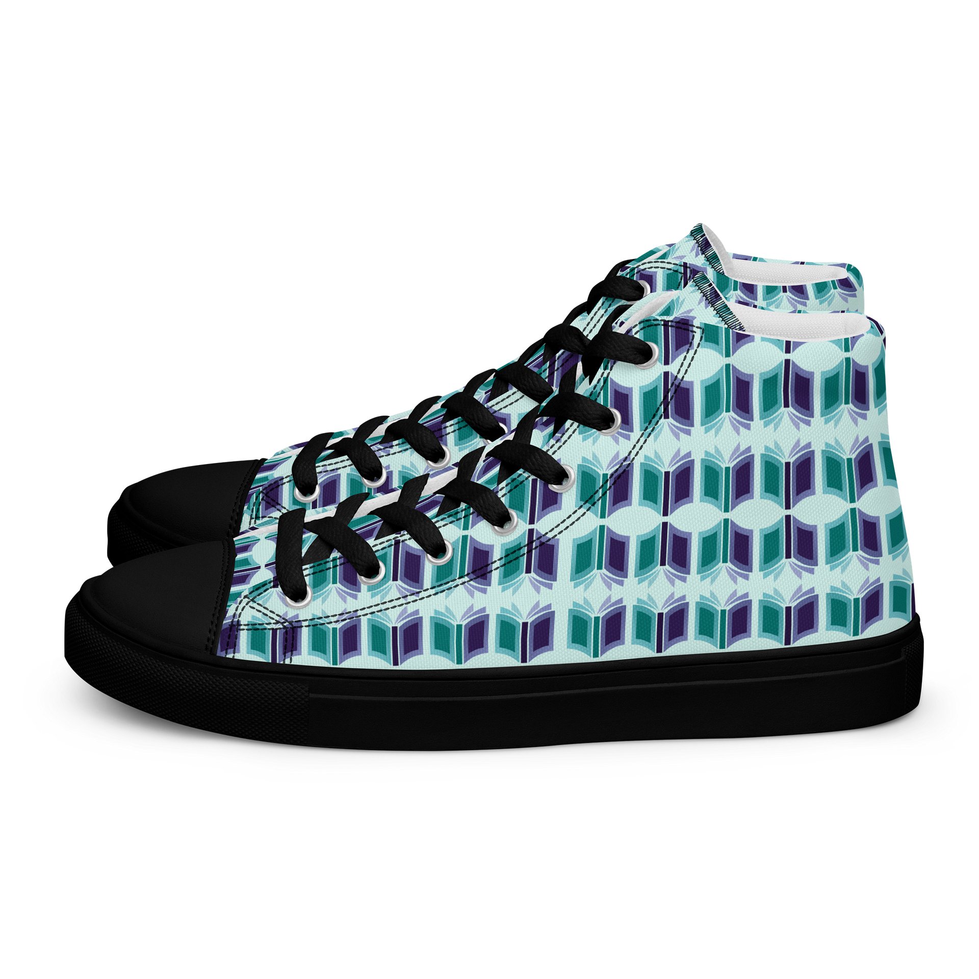 Women's High Top Canvas Shoes (Light Teal Background) product image (1)