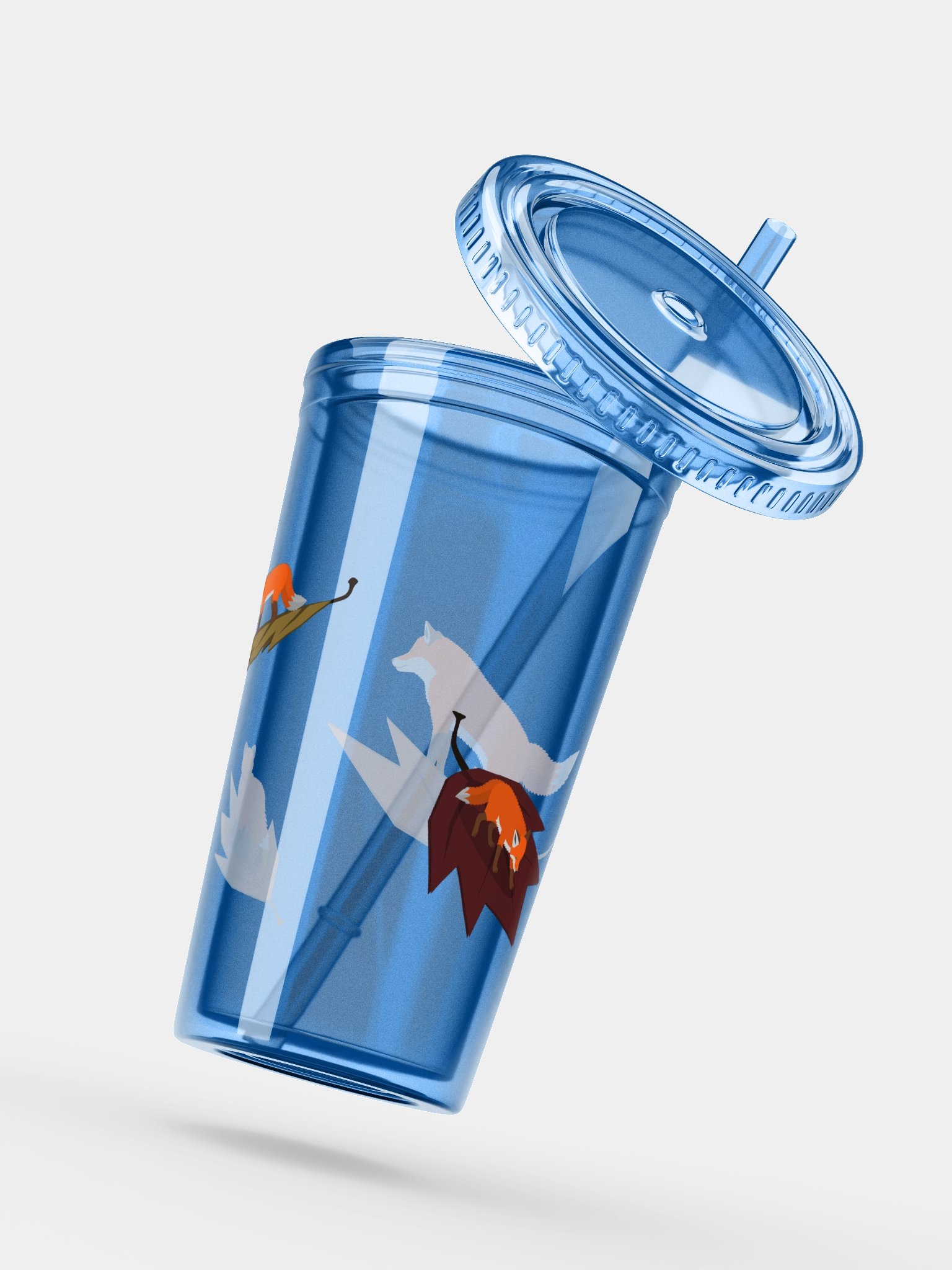 Tiny Autumn Leaf Foxes Transparent Tumbler product image (9)
