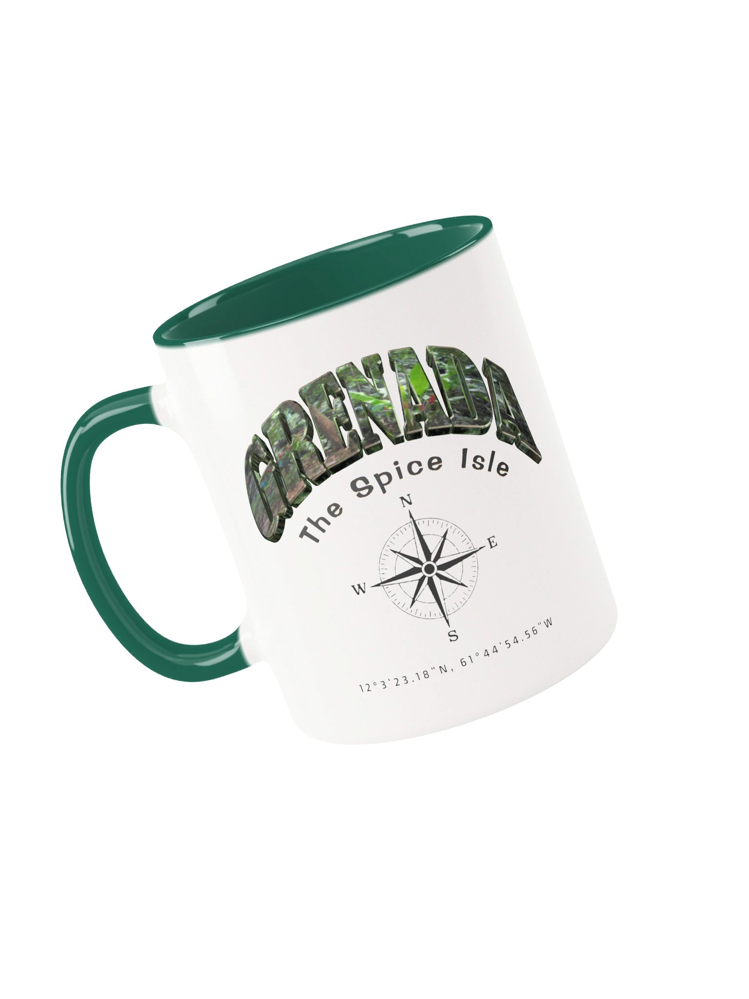 Compass -Grenada - Vintage ALT | Ceramic Mug Forest Green Peek-A-Boo Inside product image (3)