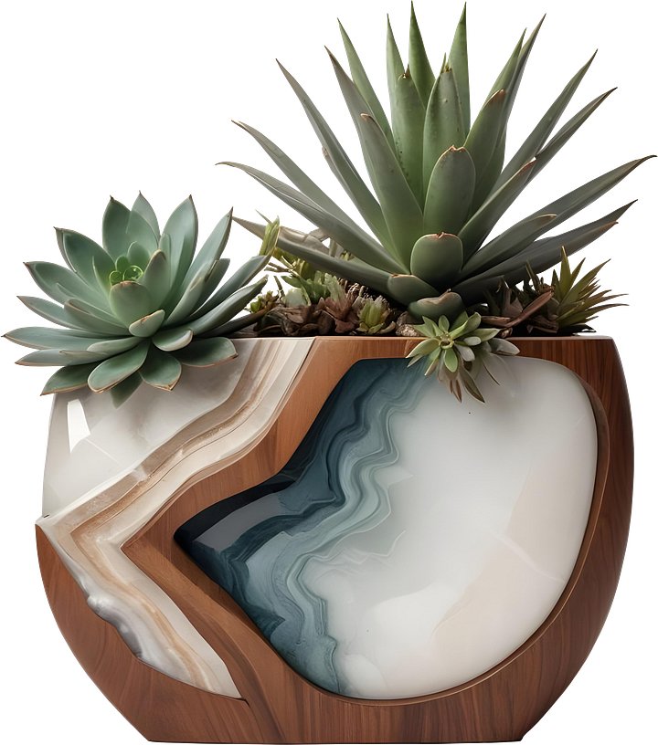 Earthly Symphony – Agate-Inspired Succulent Vase PNG product image (1)