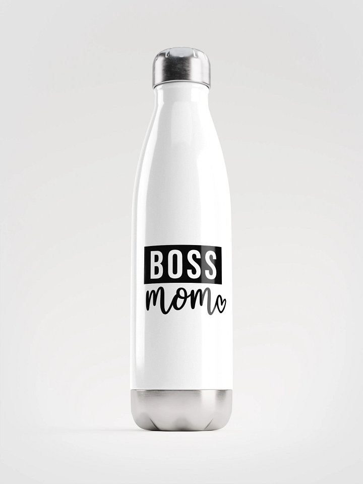 Boss Mom Water Bottle – Sleek Hydration with Bold Black Typography & Heart Detail product image (1)