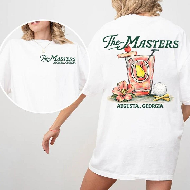 Masters 2026 Viral Golf Aesthetic Tee | Azalea Cocktail & Georgia Map Shirt product image (1)