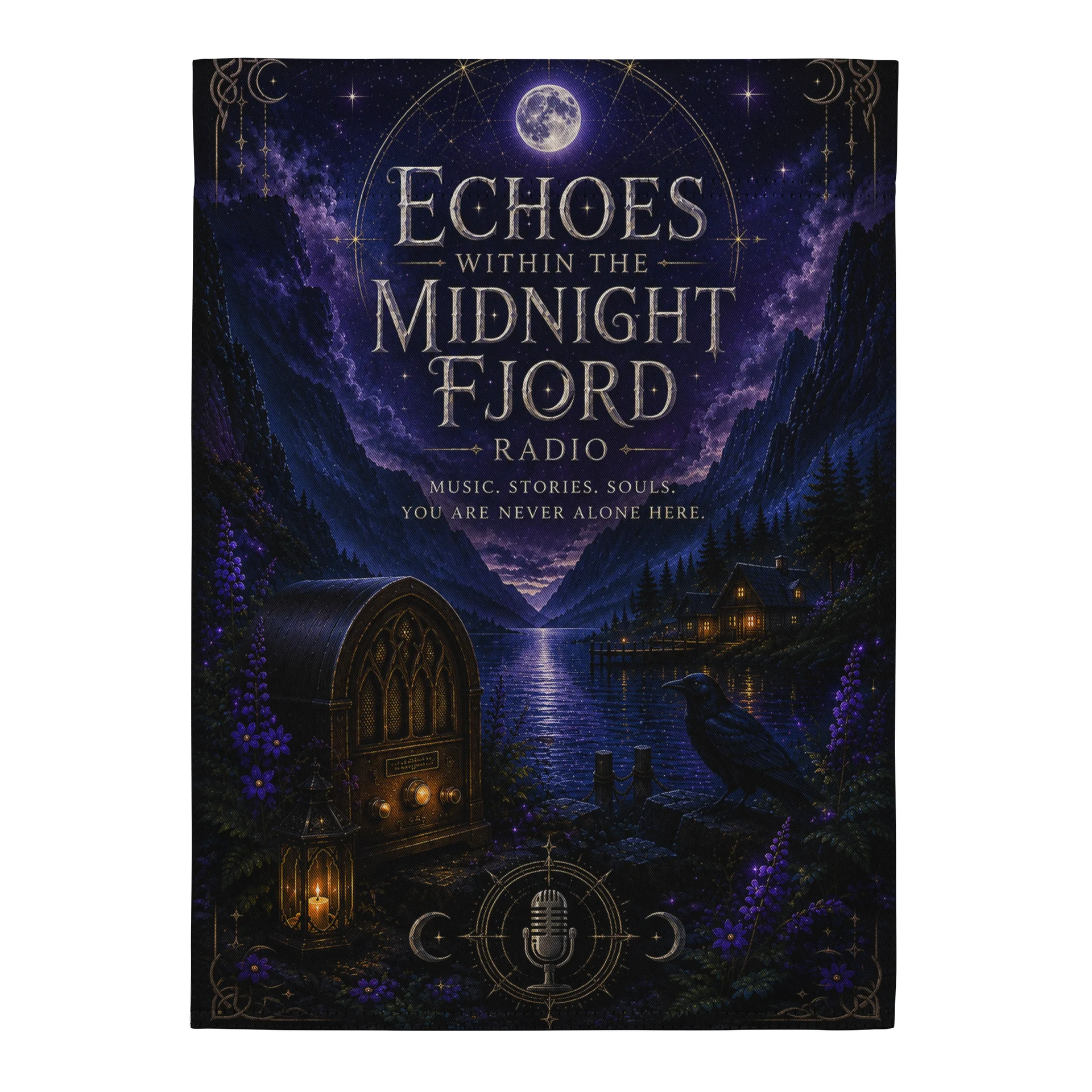 Echoes Within the Midnight Fjord Radio Garden Flag product image (1)