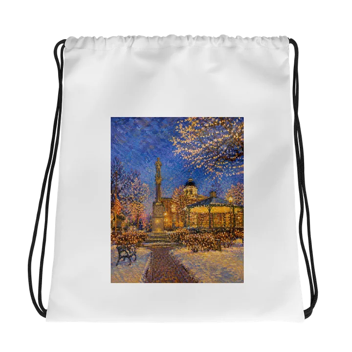FOTOC White Drawstring Bag Impressionistic Woodstock Square product image (1)