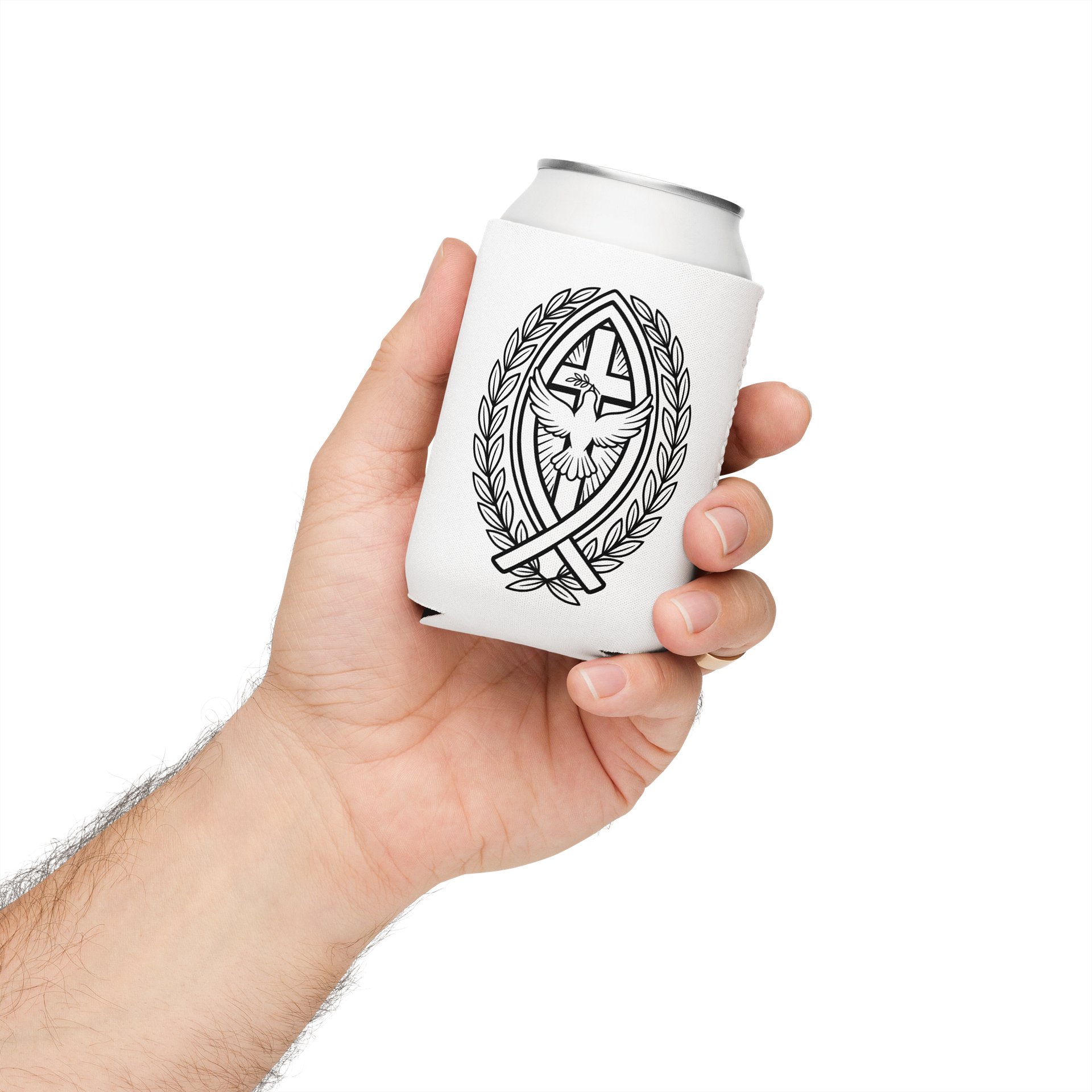 Christian Can Cooler, Cross Dove Ichthus Faith Design, Neoprene Beverage Holder Religious Party Favor and Gift, Fits Most 12oz product image (4)