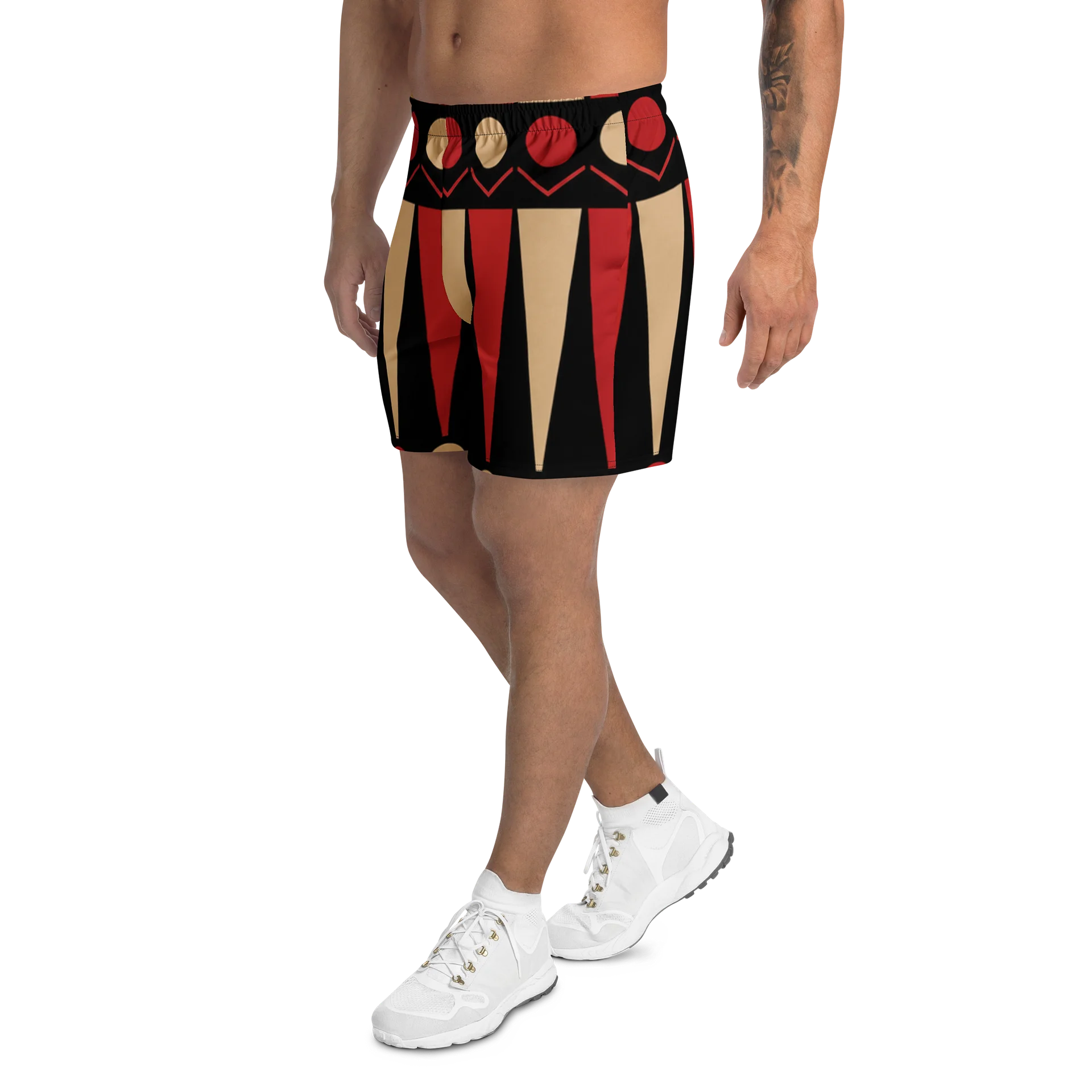 Retro Black Red Pattern Athletic Shorts product image (3)