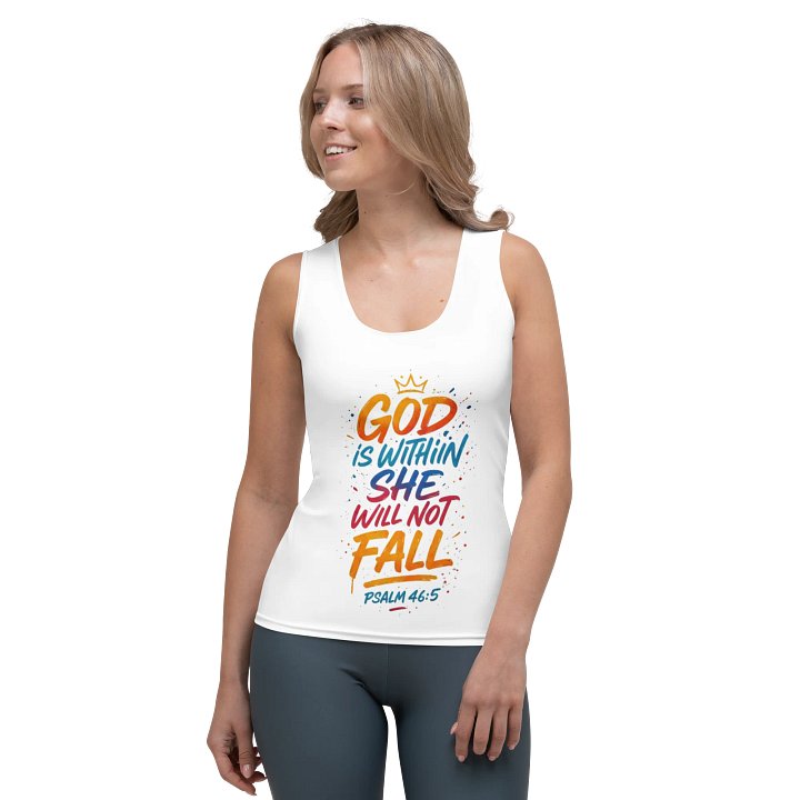 "She Will Not Fall" Graffiti All-Over Print Tank | Psalm 46:5 product image (1)