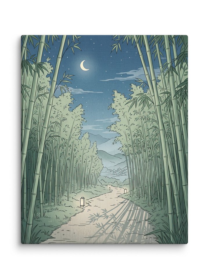 Moonlit Bamboo Path Canvas - Zen Minimalist Wall Art product image (1)