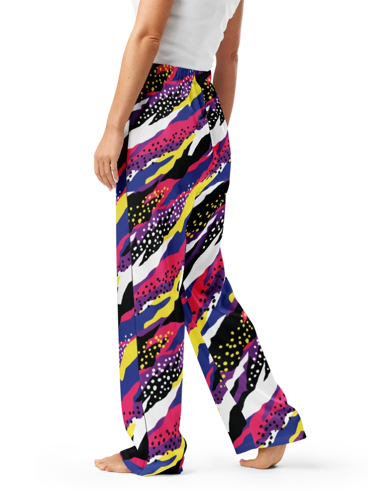 Retro 90s Cyber-Pop Waves | Vibrant All-Over Print Women's Pajama Pants product image (7)