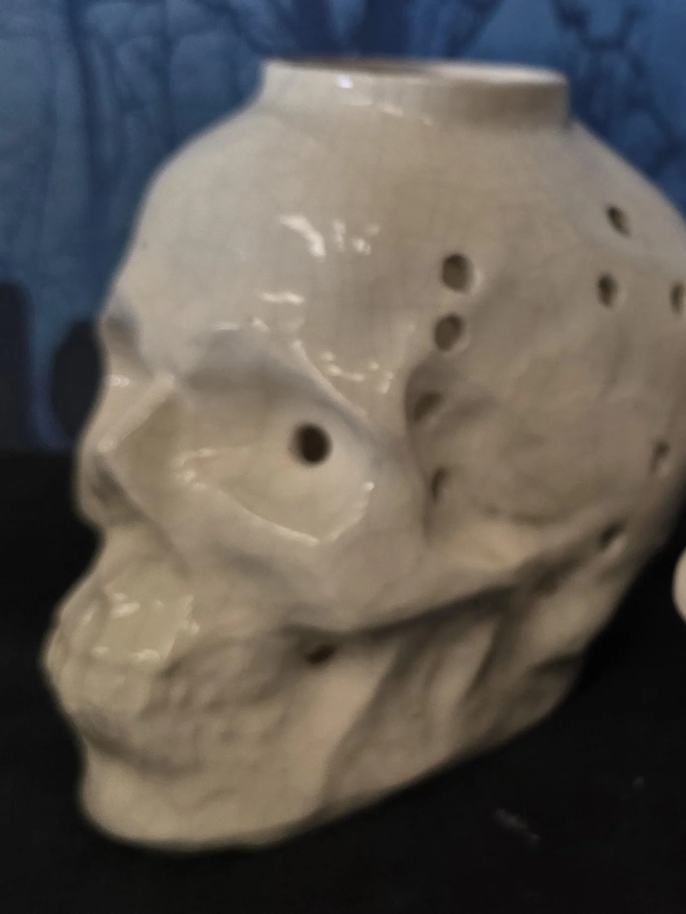 Crackle Glaze Skull Wax Warmer: Ceramic Incense Burner product image (2)