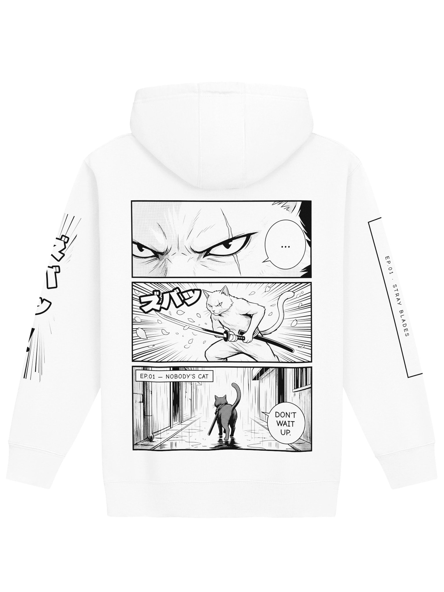 NOBODY'S CAT Manga Hoodie — White product image (1)