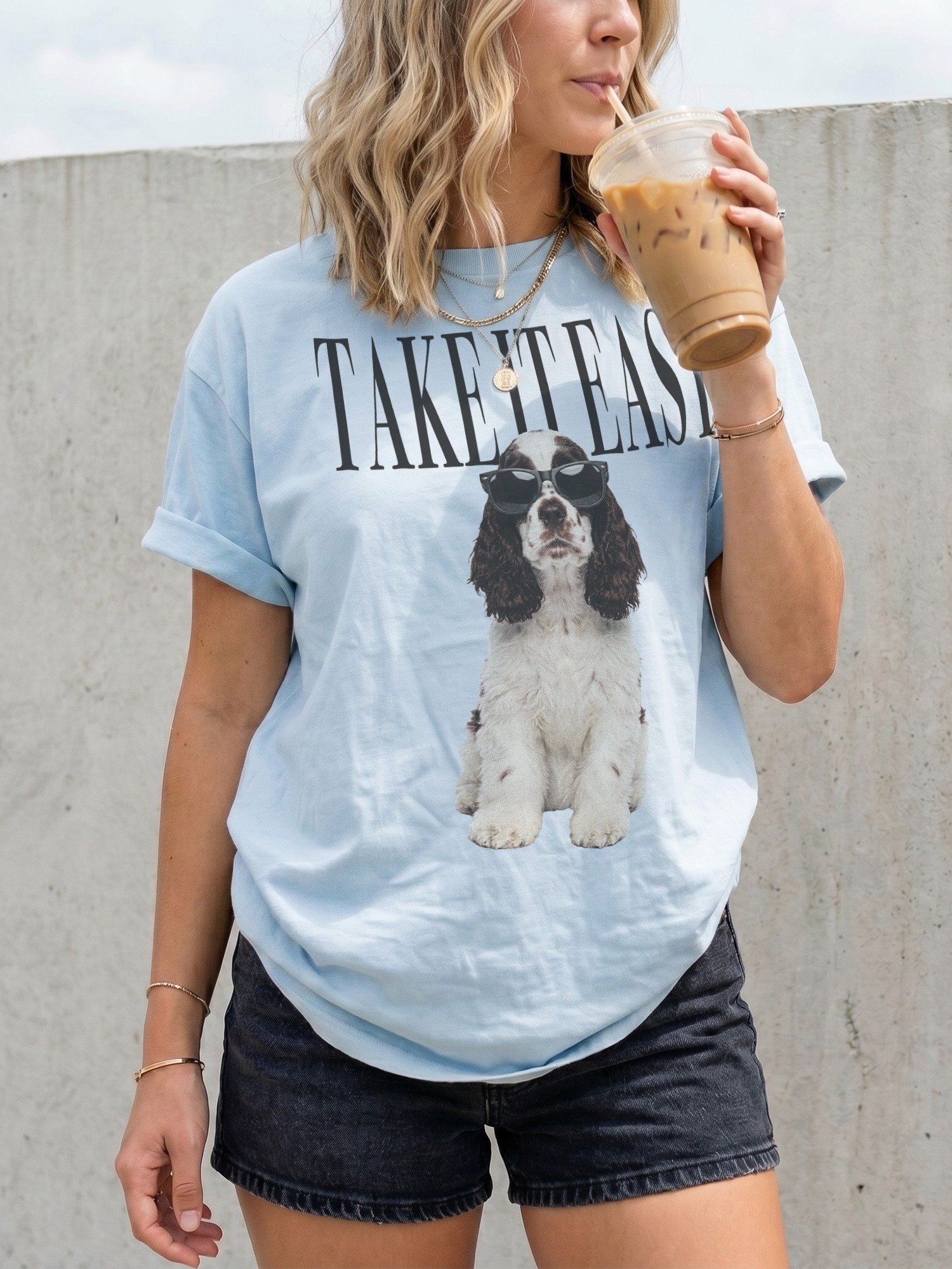 Take It Easy '90s Pop Vintage-Style T-Shirt for American Cocker Spaniel(Chocolate & White) Owners product image (2)