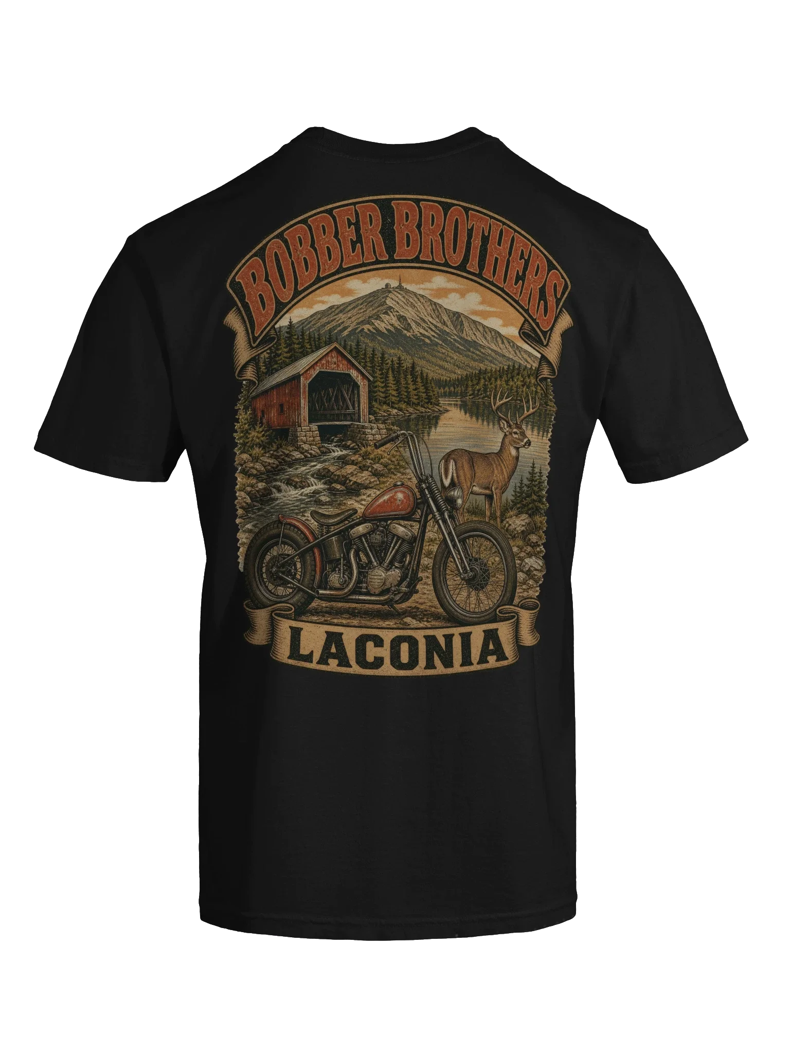 Laconia motorcycle t-shirt design by Bobber Brothers
