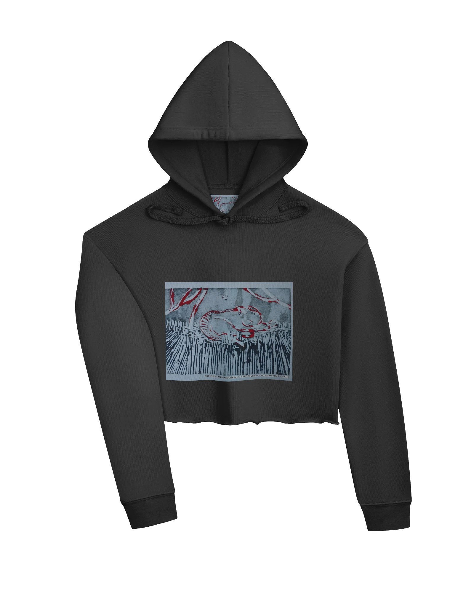 Abstract Red & Gray Art Crop Hoodie product image (17)