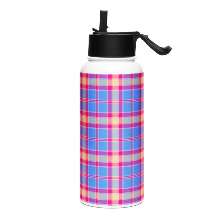 Blue, Hot Pink, and Yellow Plaid Water Bottle product image (2)