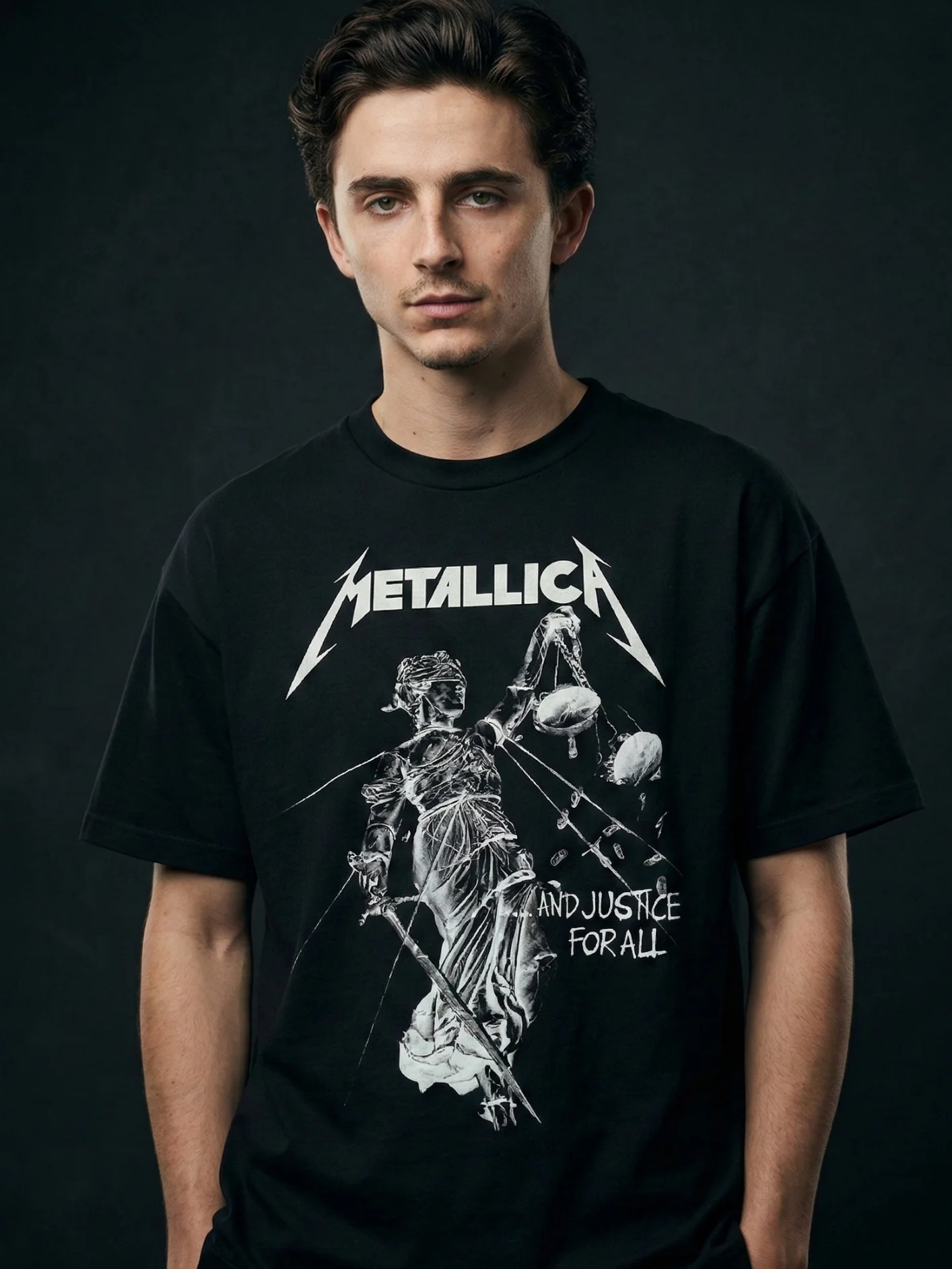 Metallica And Justice For All T-Shirt Lady Justice Album Art | Dark Grey Heavy Metal Graphic Tee | 1988 Thrash Metal Collector Shirt product image (1)