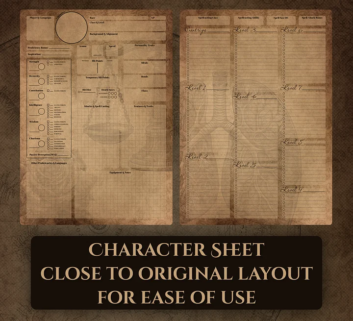 Vintage D&D TTRPG Character Sheet and Journal product image (2)