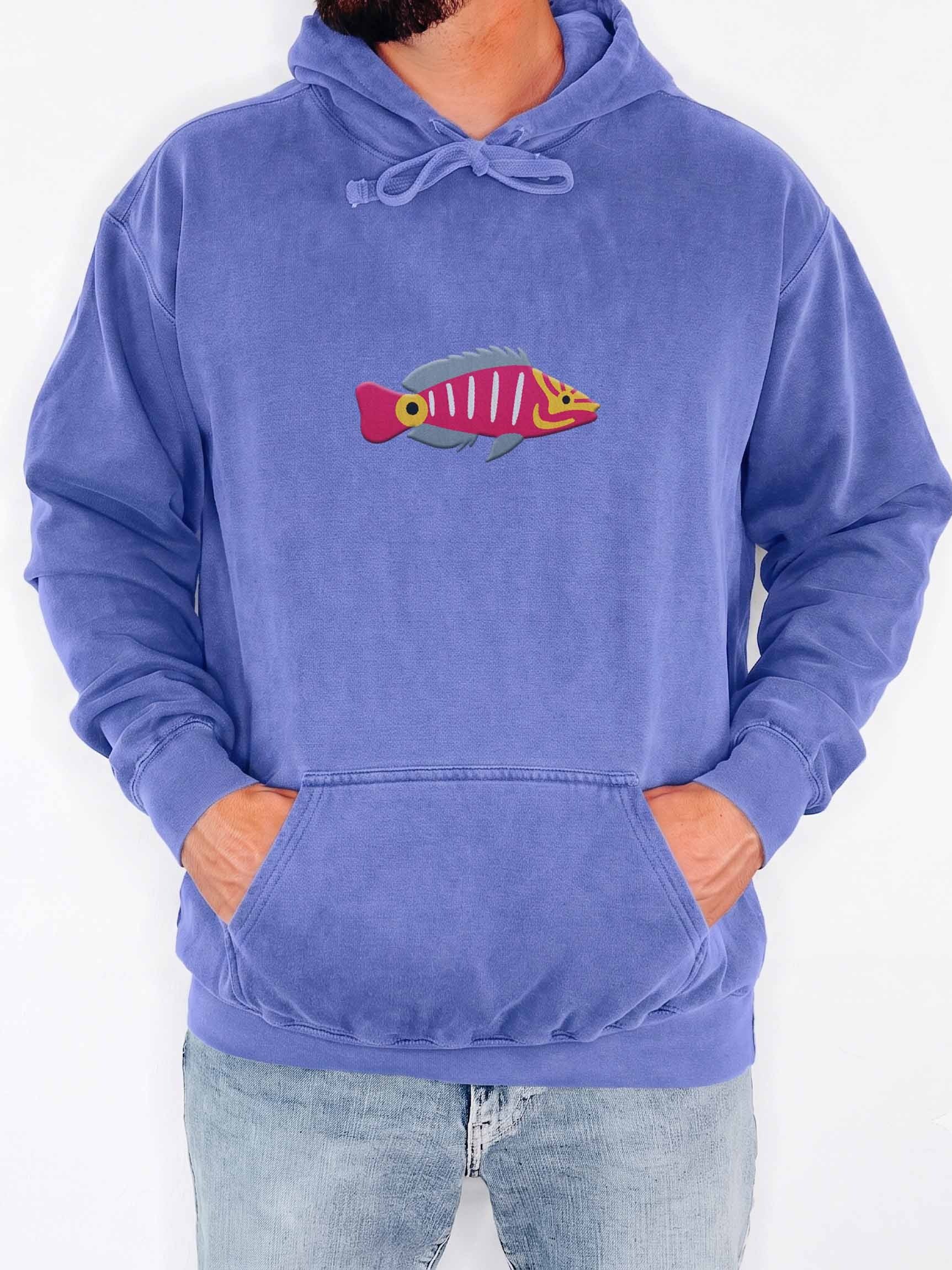 Mystery Wrasse Embroidered Hoodie | Saltwater Reef Aquarium Fish & Ocean Lover Apparel product image (2)