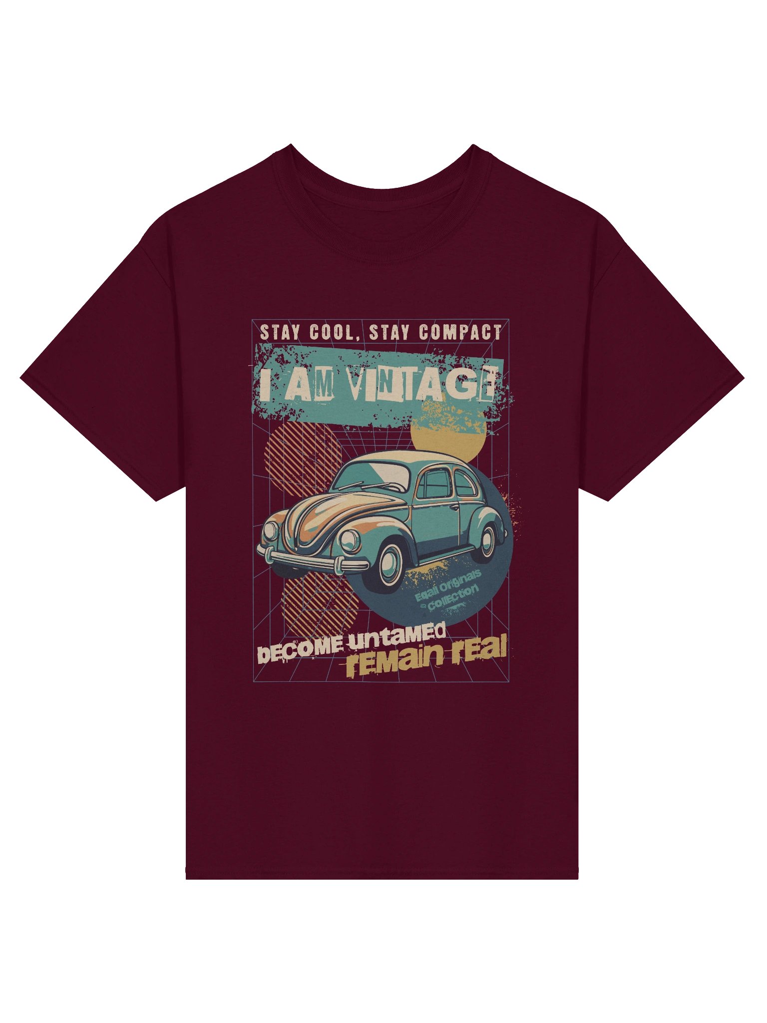 Vintage Car(e) Vibes Heavyweight 100% Cotton T-shirt by EQALL® Originals_Green_Beige_Yellow product image (3)