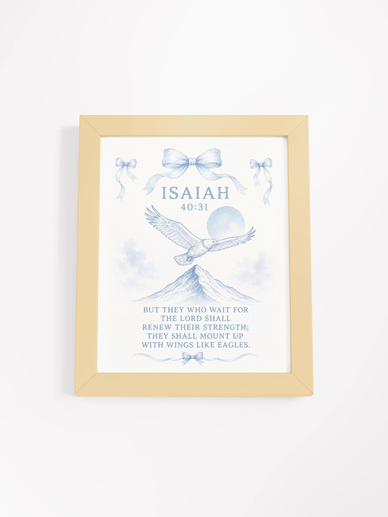 But They Who Wait For The Lord Shall Renew Their Strength Isaiah 40:31 | Blue Coquette Framed Christian Wall Art product image (1)