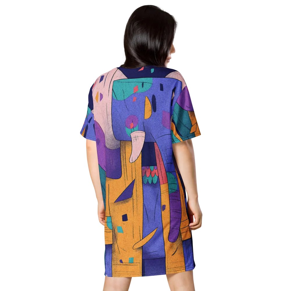 Geometric Elephant Dreams All-Over T-Shirt Dress product image (2)