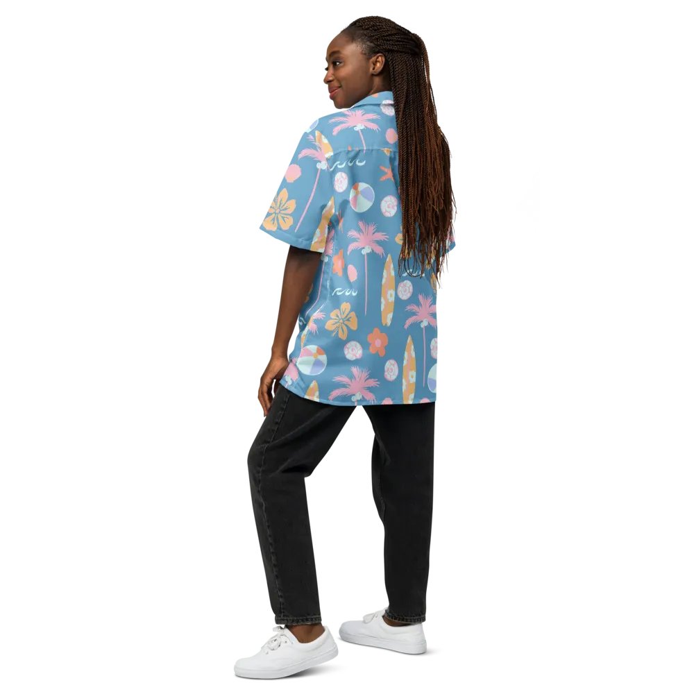 Retro Beach Blue Hawaiian Shirt product image (12)