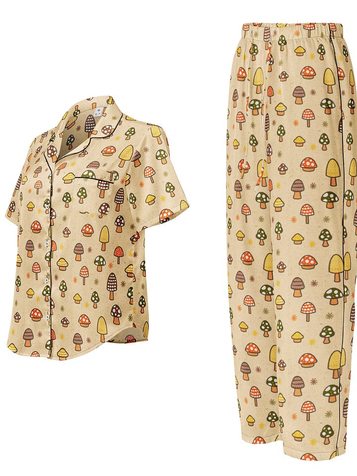 1970s Retro Mushrooms Ladies Short Sleeve Pajama Set product image (1)