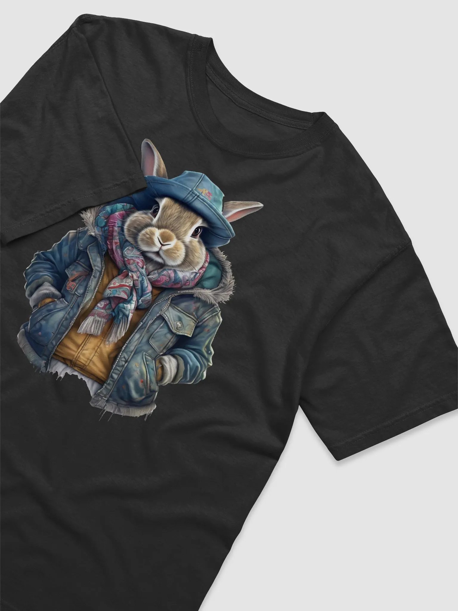 Rabbit wearing a jacket cap and a scarf product image (3)