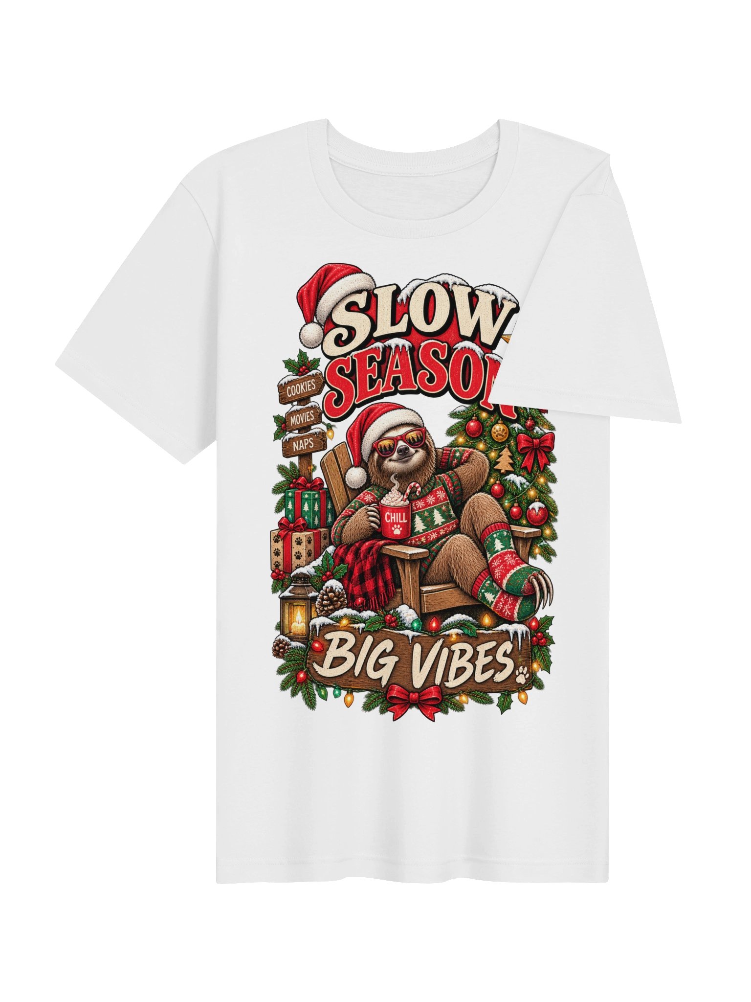 Slow Season Big Vibes Sloth Christmas Shirt | Funny Holiday Sloth Tee product image (5)