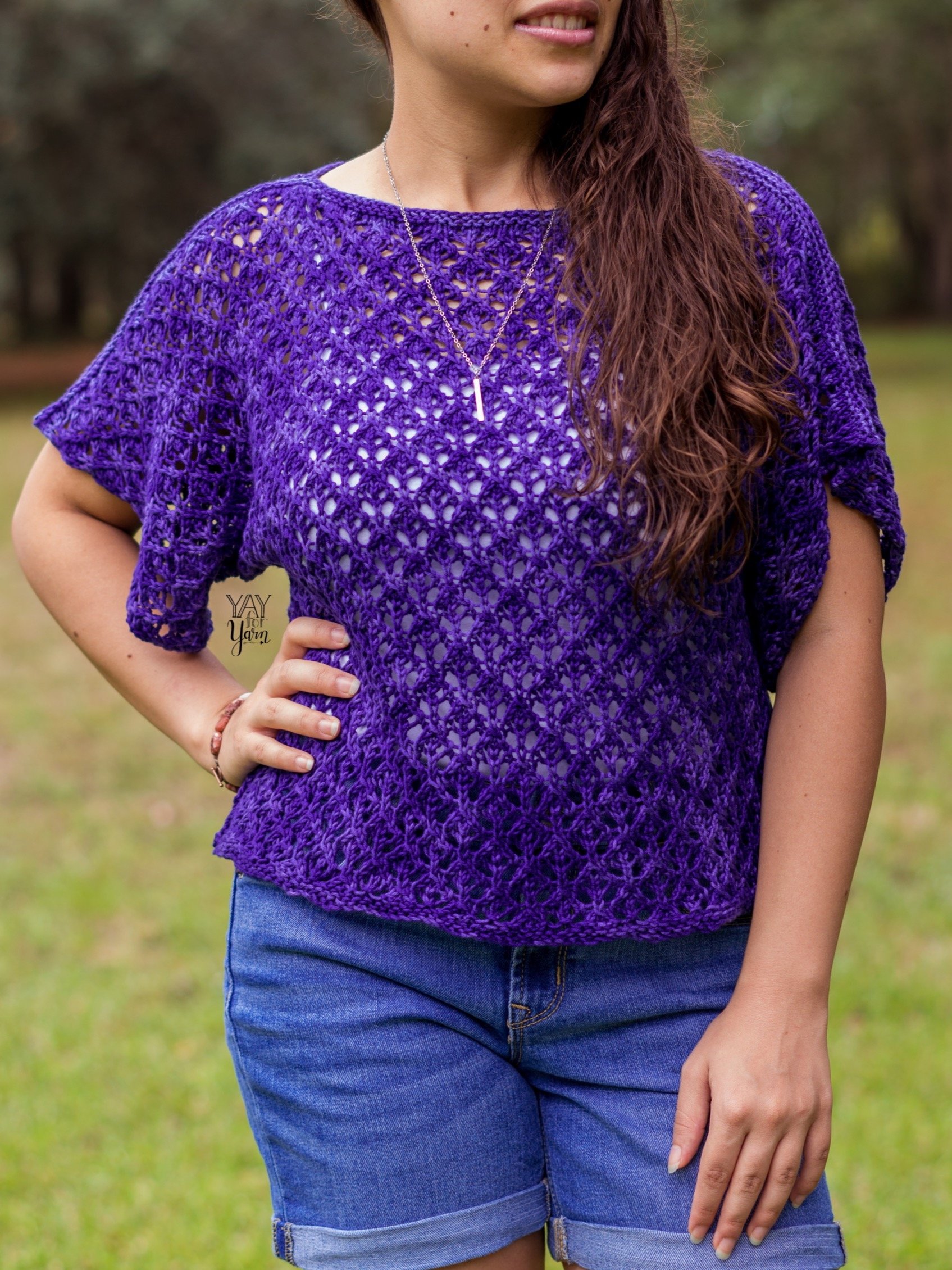 UltraViolet Tee - Lace Top PDF Knitting Pattern & Video Tutorial product image (6)