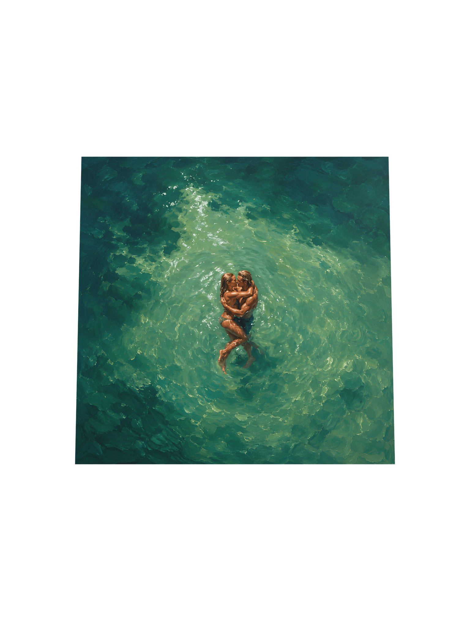 Emerald Embrace | Romantic Couple Oil Painting product image (5)