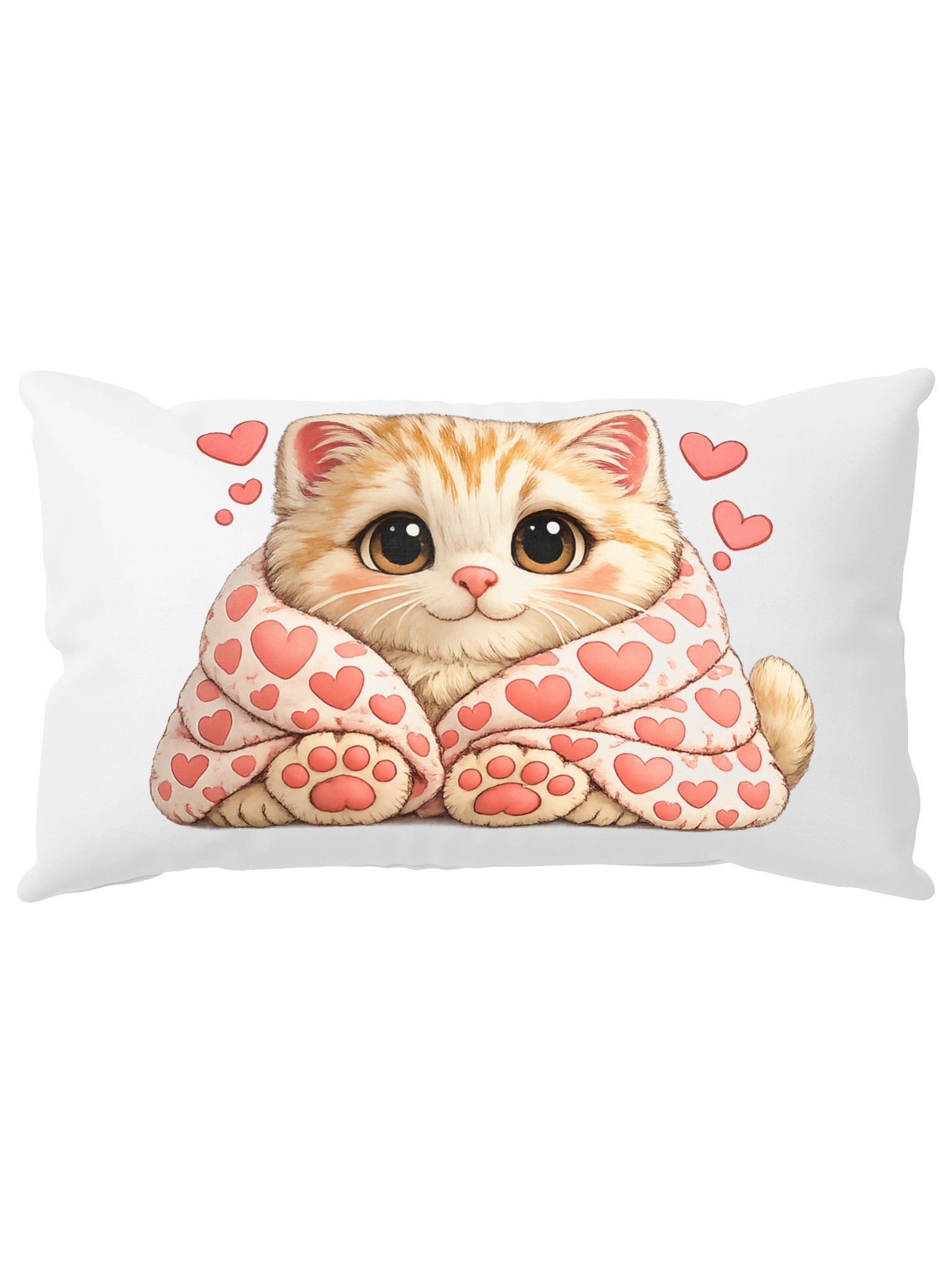 Mochi Cozy Pink Heart Kitten Pillow product image (1)