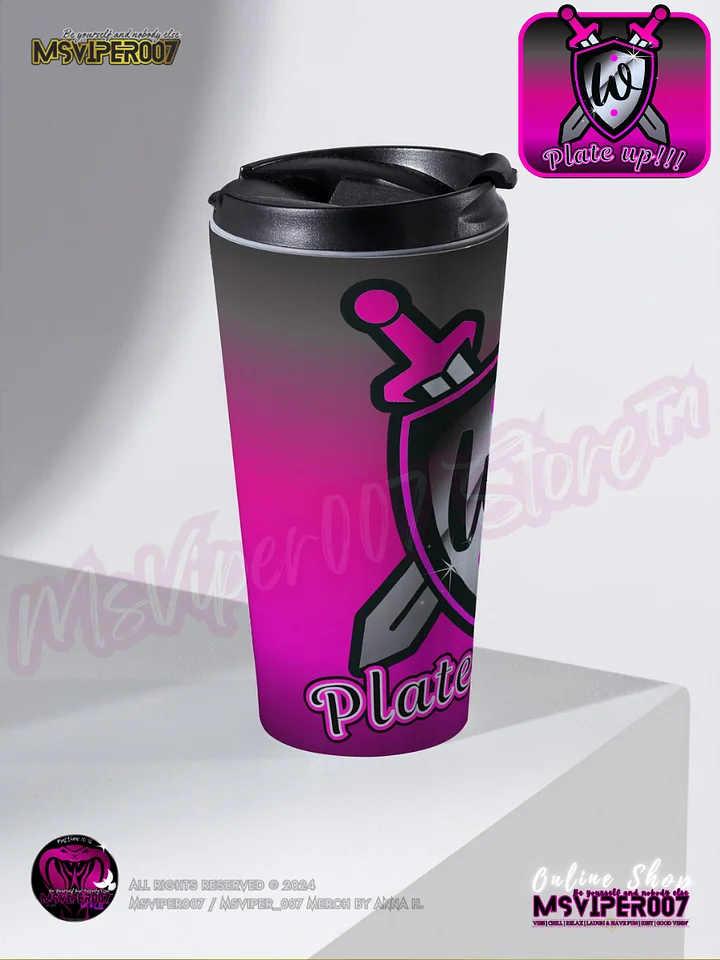 Travel Mug - MsViper007's "WS-Plate Up!!! ™ " [royal pink] Hot or Cold Beverage Stainless Steel Travel Mug by Anna H. product image (2)