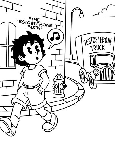 A quick little comic I drew about getting hit by the Testosterone Truck!

I hit five years on HRT this year, and it took all ...