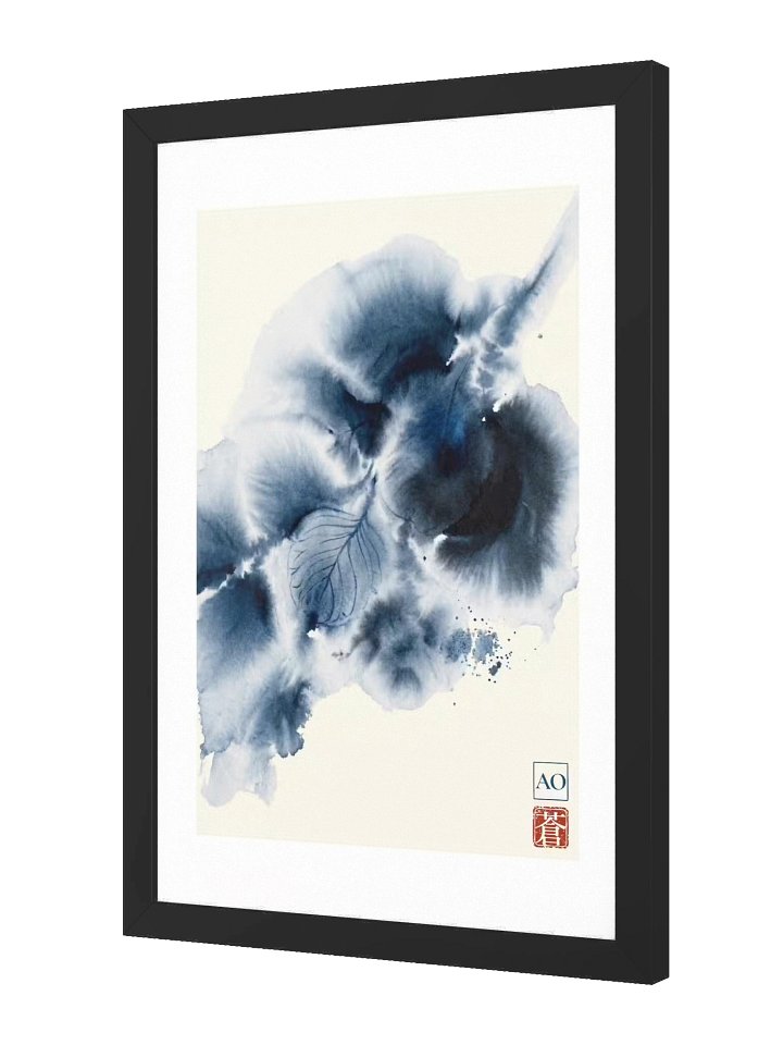 Japanese Ink Art Print | Indigo Eucalyptus No.07 | Framed Wall Art - AO Japan Blue product image (2)