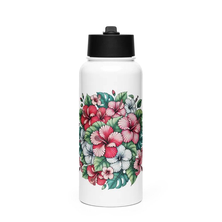 Tropical Hibiscus Stainless Steel Water Bottle | AI Design product image (1)
