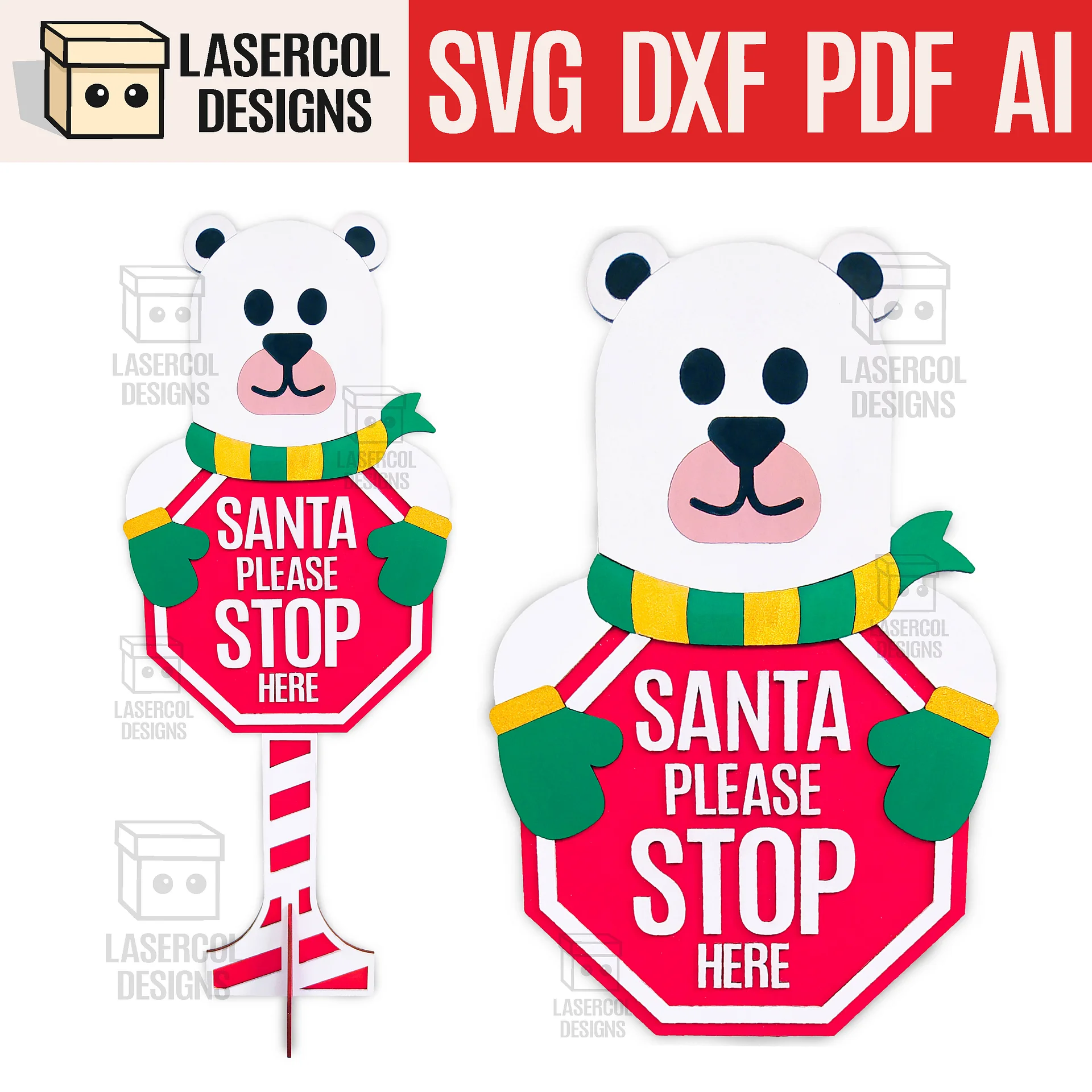 Santa Please Stop Here Signs Bundle - Laser Cut Files product image (6)