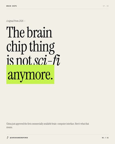 China just approved the first commercially available brain chip.

It’s called NEO. It helps people with paralysis control a r...