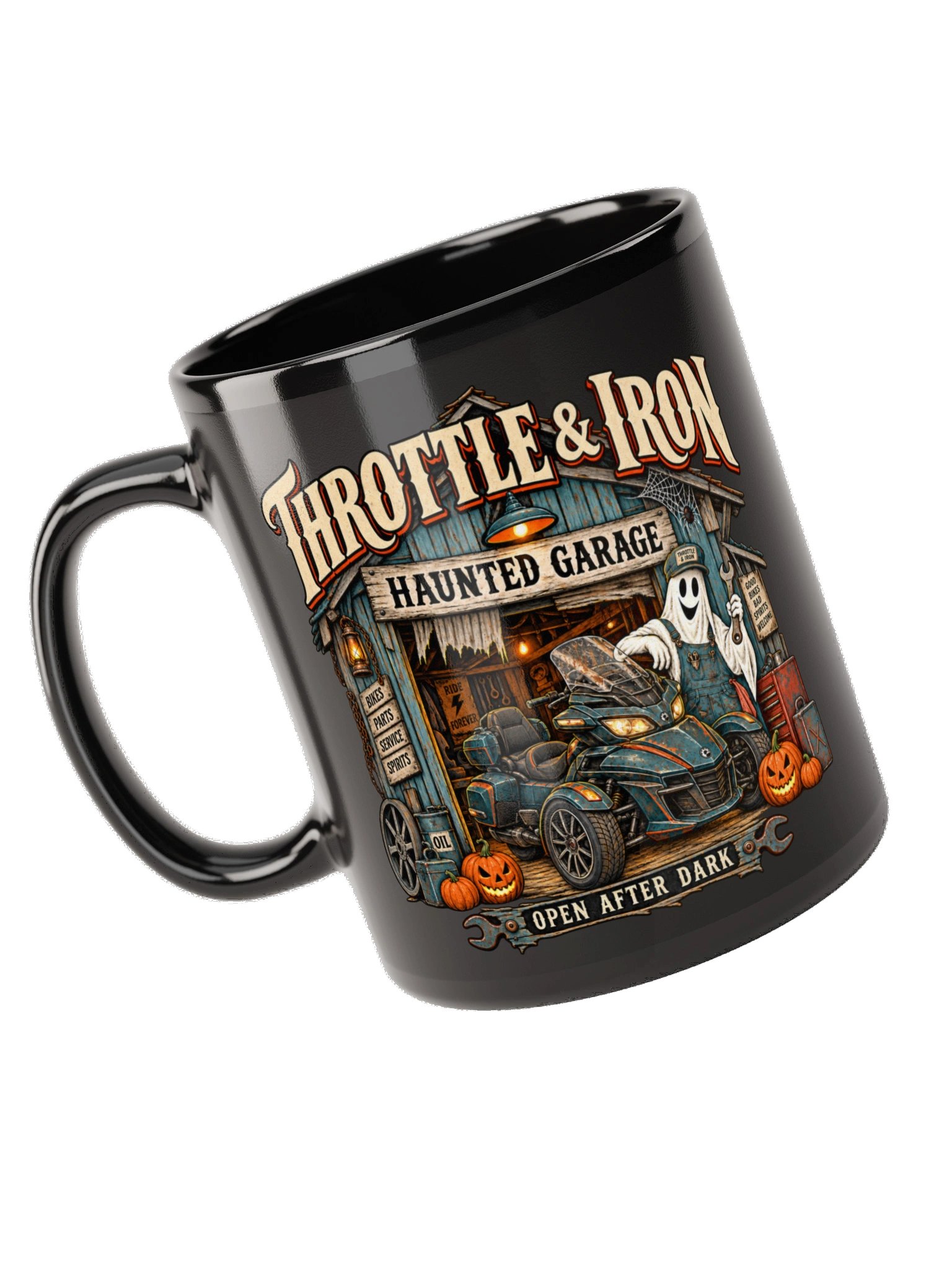 Throttle & Iron Haunted Garage Halloween Mug product image (9)