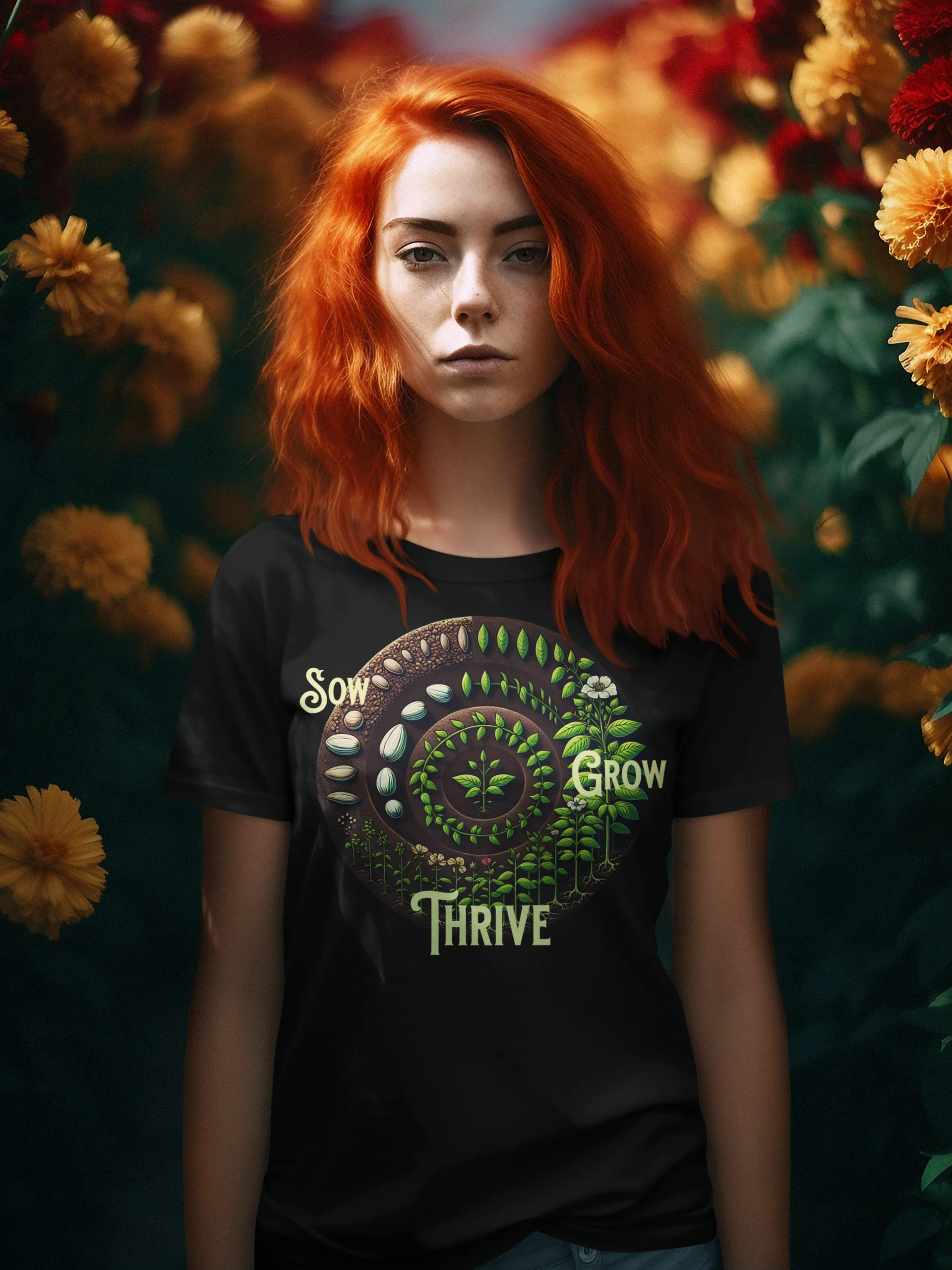 Sow, Grow, Thrive T-Shirt | Grow with Purpose | Flourish and Thrive | Cultivate Joy | Rooted in Strength | Sow Positivity, Reap Success product image (1)